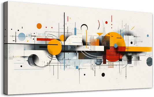 KELIYUAN Large Canvas Modern Print Artwork Home Decor Abstract Geometry Red Yellow Blue Wall Decor For Living Room Dining Room Wall Art For Office Bedroom Hallway Decoration Aesthetics 30 X 60 In