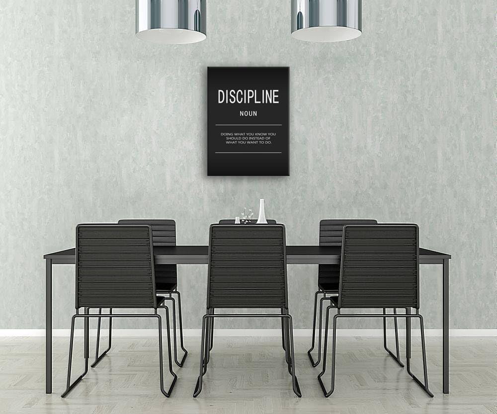 Office Decor Discipline Noun Inspirational Canvas Wall Art Inspiring Painting Prints Motivational Quotes Posters Inspiration Living Room Home Decor Artwork Framed Ready to Hang[18" W x 24" H]