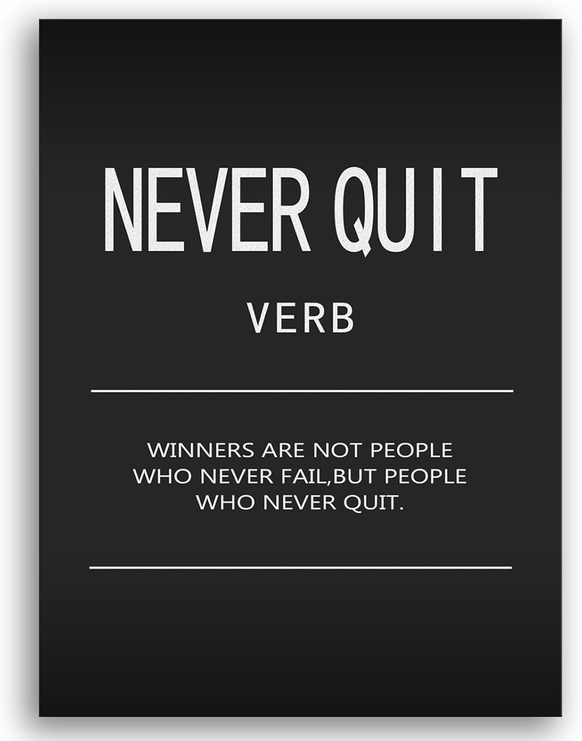 Never Quit Verb Posters Inspirational Wall Art Office Wall Decor Motivational Quotes Pictures Inspirational Canvas Painting Prints Artwork Modern Home Decor Living Room Framed[30" W X 40" H]
