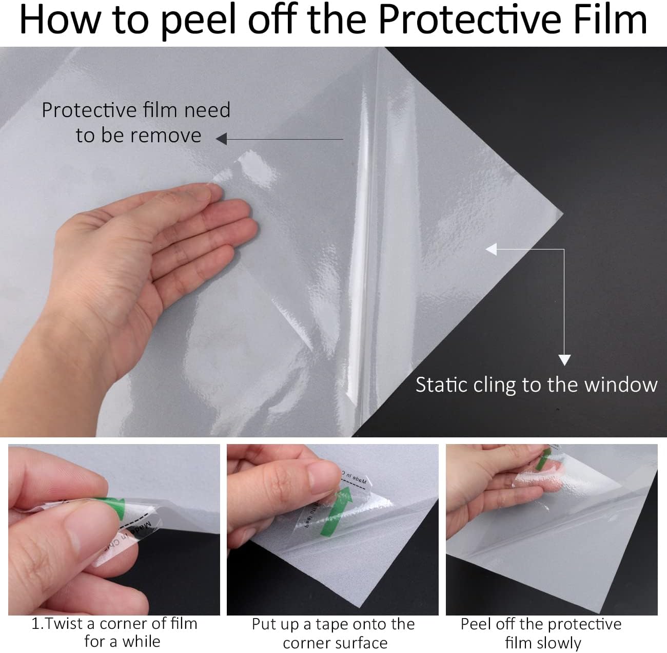 HIDBEA Frosted Window Privacy Film Non-Adhesive, Reusable Window Glass Films Heat Control Self Static Cling Removable Window Stickers for Home Office Living Room (White Frosted, 35.4 Inch x 8.2 Feet)