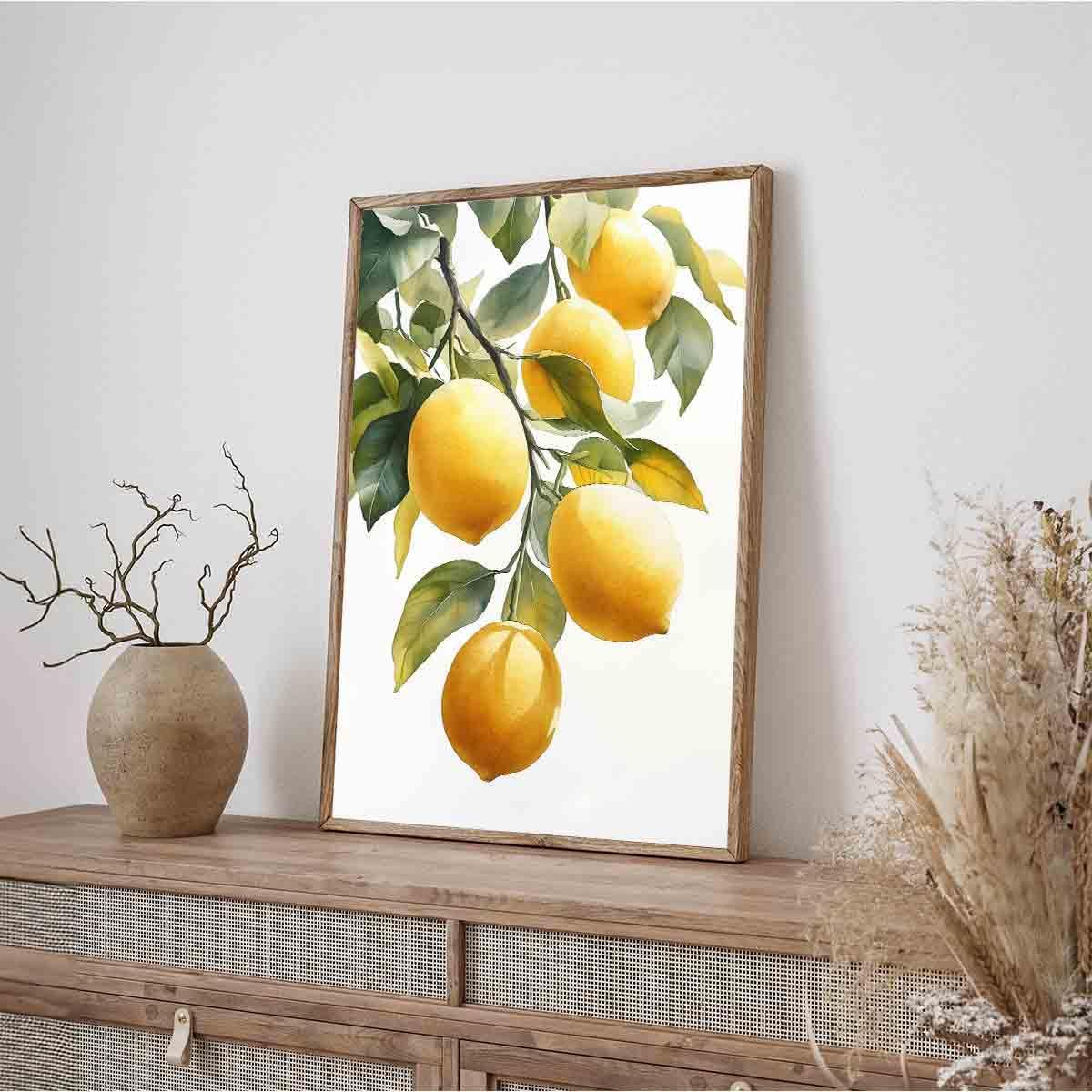 Lemon Tree Canvas Wall Art Vintage Lemons Painting Lemon Branch Wall Art Rustic Fruit Pictures Fruit Market Print Vintage Citrus picture Still Life Painting Living Room Decor 16x24inch No Frame