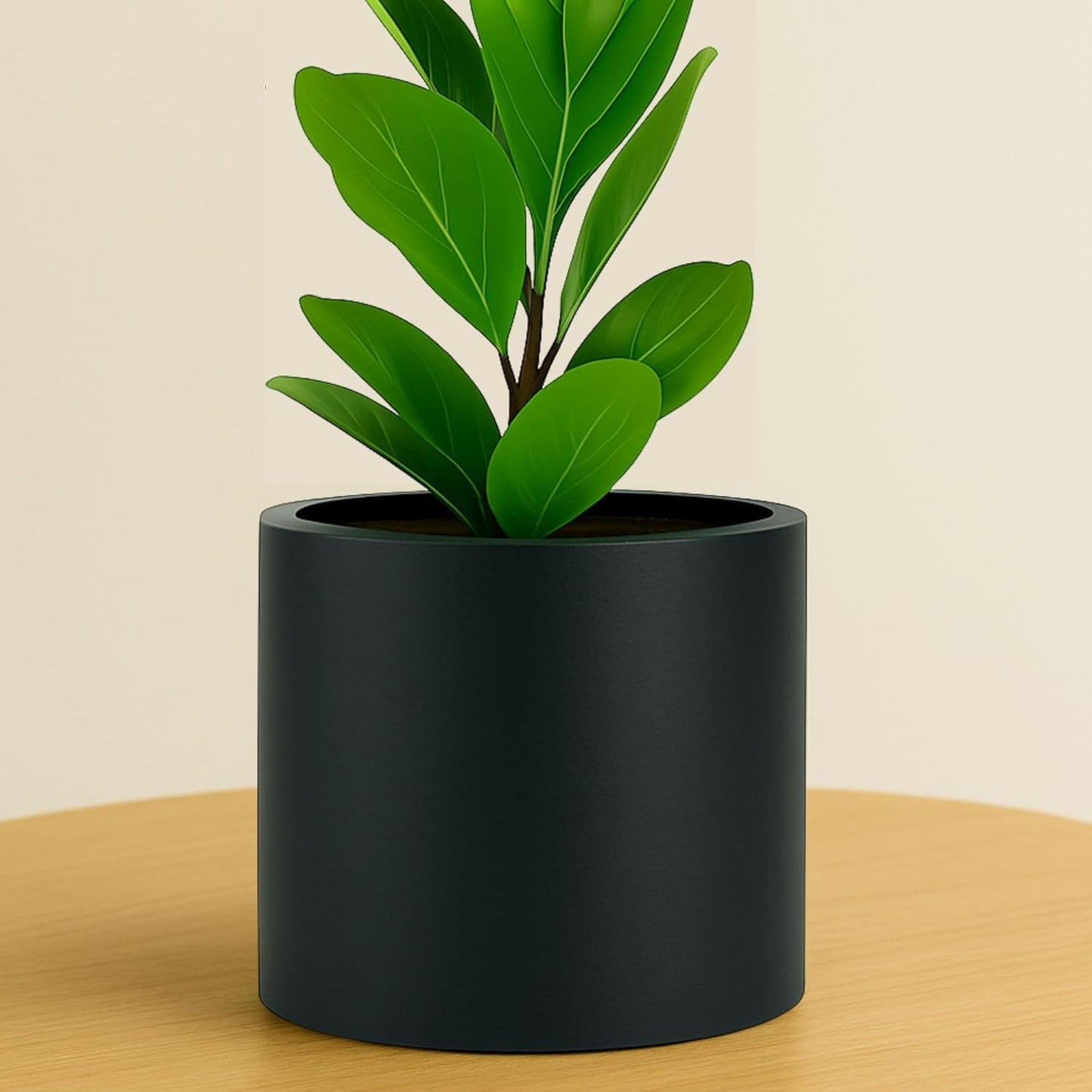 Fox & Fern 8 Inch Black Plant Pot with Drainage Plug — Premium Lightweight Fiberstone Matte Black Planter; 8 Inch Pots for Plants; for Indoor & Outdoor Use; Weather Resistant & UV Resistant