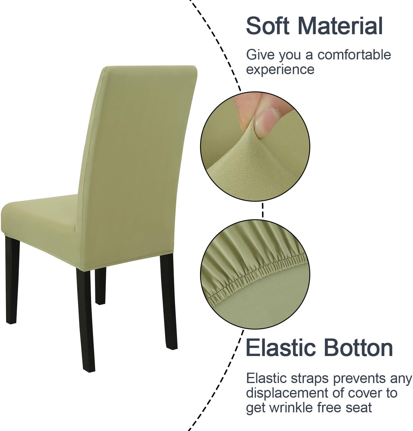 JQinHome Sage Green Chair Covers for Dining Room Set of 8, High Stretch Removable Washable Parsons Chair Slipcover for Home Party Hotel Wedding Ceremony (8PCS, Sage Green)