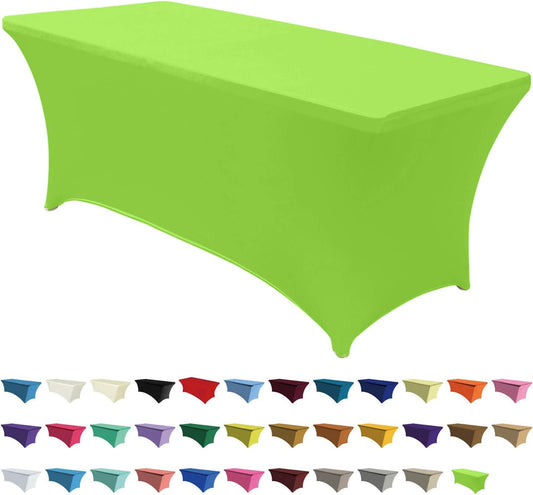 ABCCANOPY 6 FT Spandex Table Cover Stretch Fitted Wrinkle Resistant Tablecloth Reuse for Rectangular Folding Table Patry Event Wedding Banquet Protector Apple Green