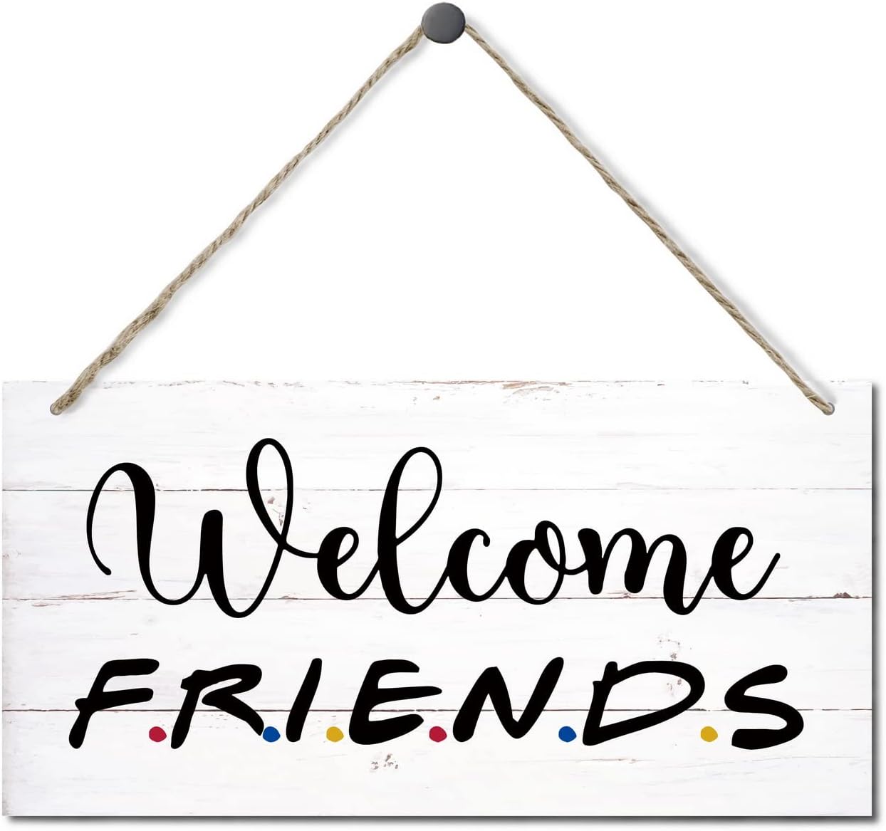 Welcome Friends Decor Sign, Hanging Wood Sign Home Decorative, Printed Wood Wall Art Sign, Friends Welcome Sign, Front Door Wall Decor, Welcome Friends Door Sign Porch Decor 12 * 6inch