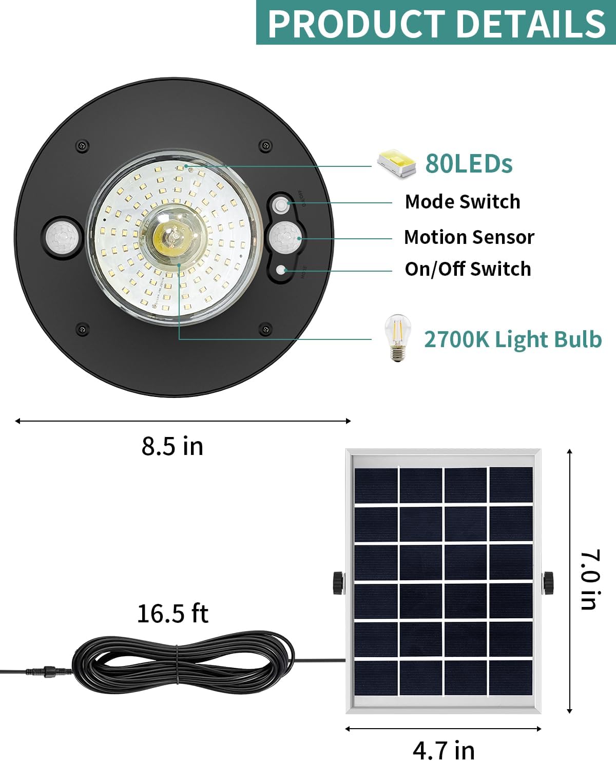 Solar Shed Light Outdoor Indoor 3000LM Solar Lights Daytime Available with Remote Control, Double Motion Sensor & 5 Lighting Modes, Solar Indoor Lights for Gazebo, Shed, Garage, Barn 2Pack