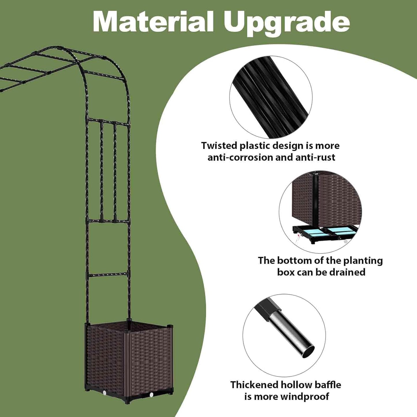 Arch Trellis - 126(L) * 95(H) inch, Raised Garden Bed with Trellis, Suitable for Garden, Balcony, Terrace Decoration, Black