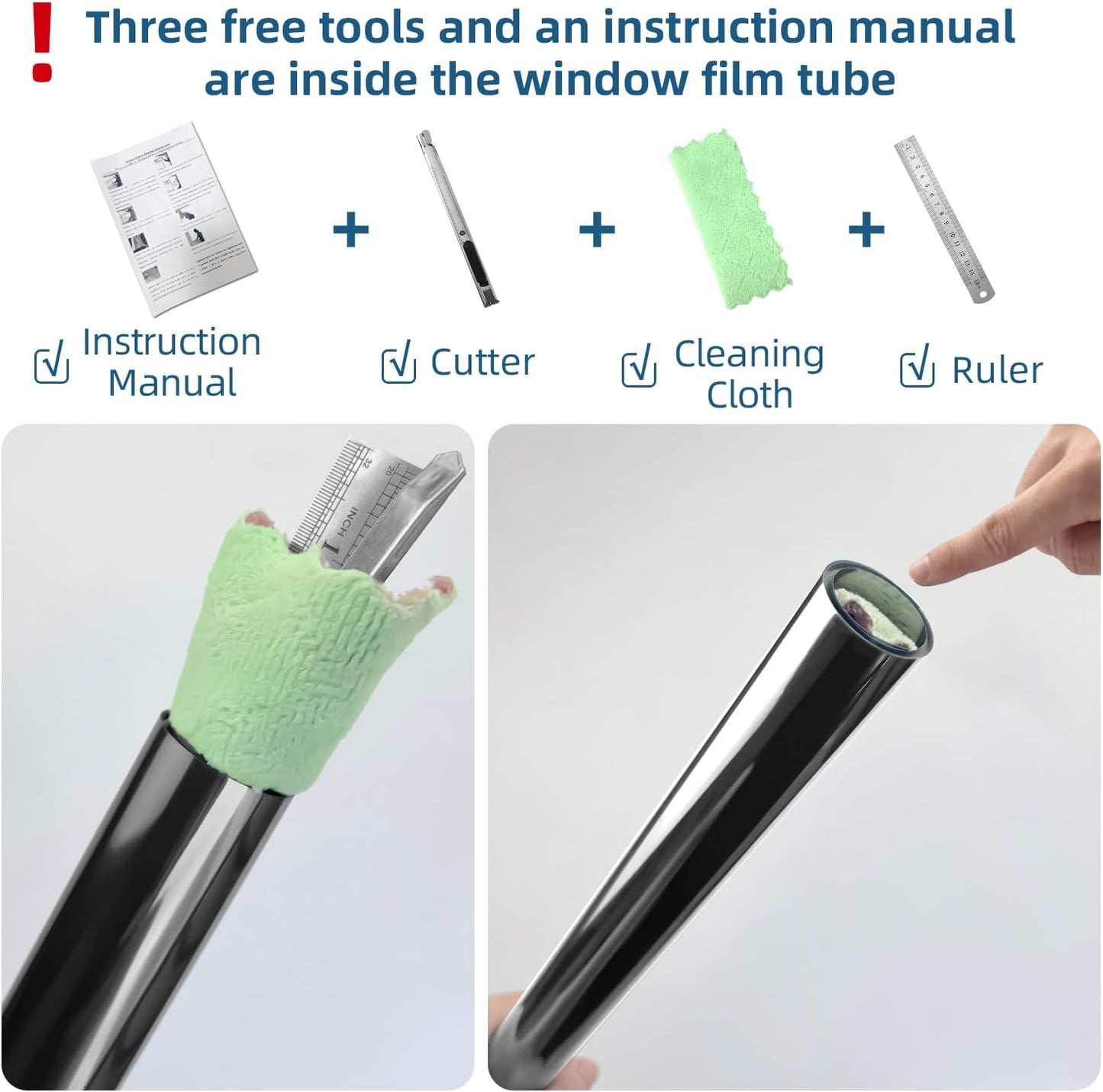 DUOFIRE One Way Window Film Privacy See Out Not in Heat Blocker Window Tint Reflective Mirror Windows Tinting Film for Home Static Cling Anti-UV Sun Blocking Windows Covering（Black, 35.4x78.7in）