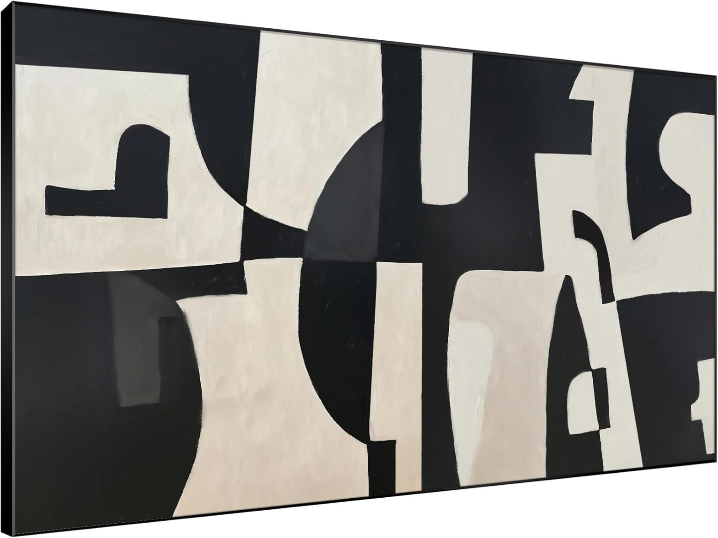 SIGNWIN 46"x72" Extra Large Framed Wall Art Black and White Abstract Geometric Design, Minimalist Modern Print for Home Living Room Bedroom Decor (Frame Assembly Required)