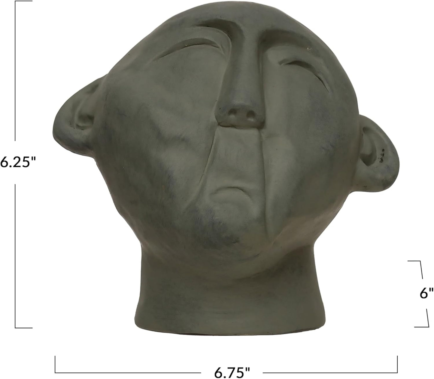 Bloomingville Handmade Terra-Cotta Bust, 7" L x 6" W x 6" H, Grey