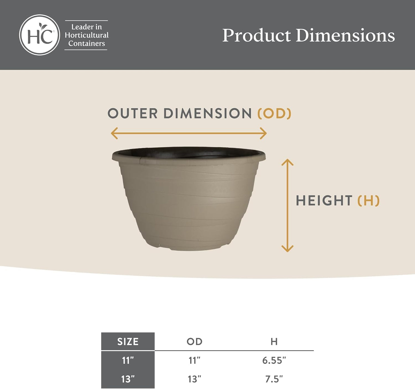 The HC Companies Wrapt Hanging Planters - Lightweight Plant Pot Hanger for Hanging Plants, Vegetables & Herbs - Outdoor & Indoor Hanging Basket for Plants (13" Pepperstone, Pack of 1)