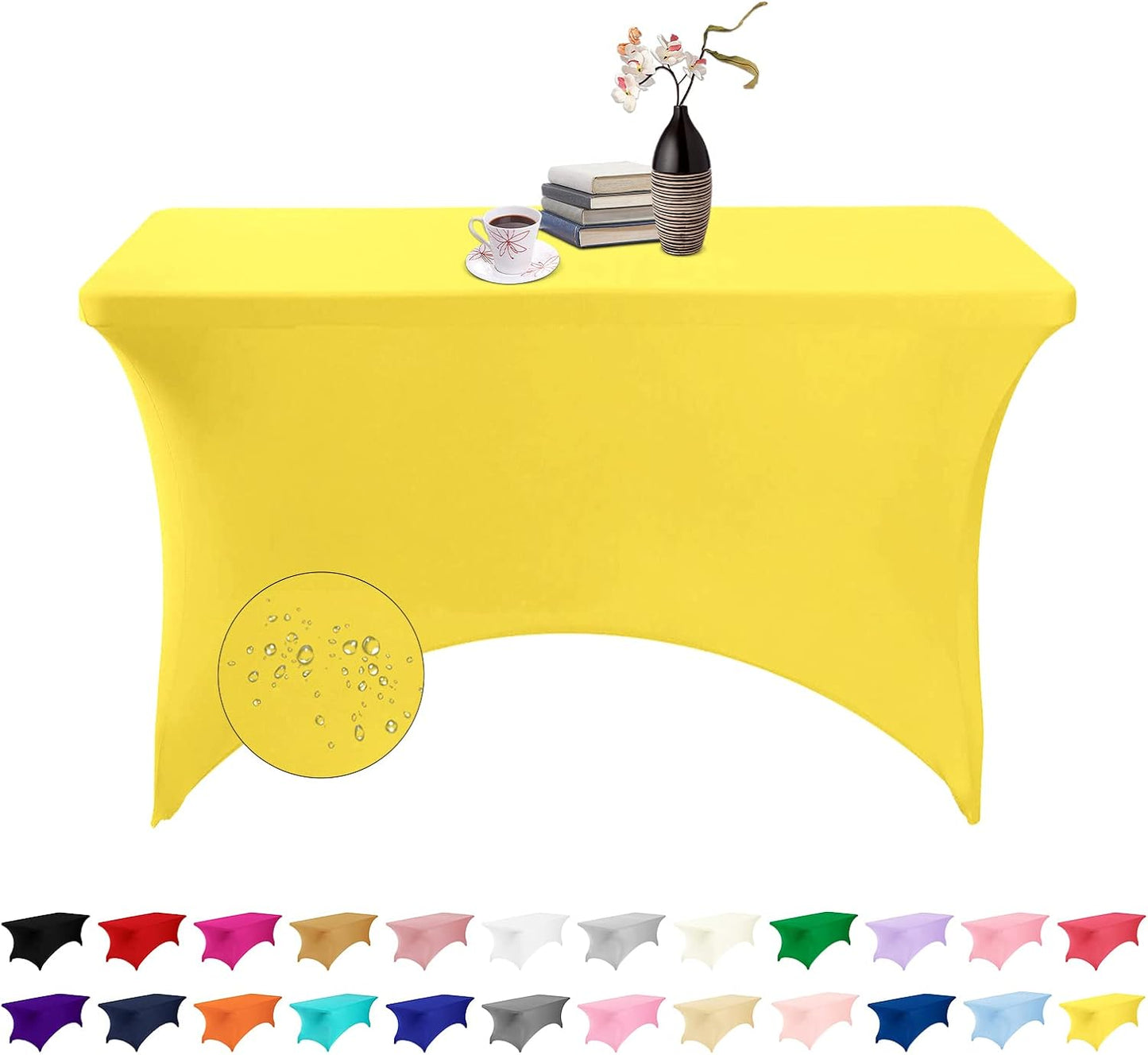 Spandex 4ft Waterproof Table Cover for Party,Wedding, Banquet, and Events(Yellow)