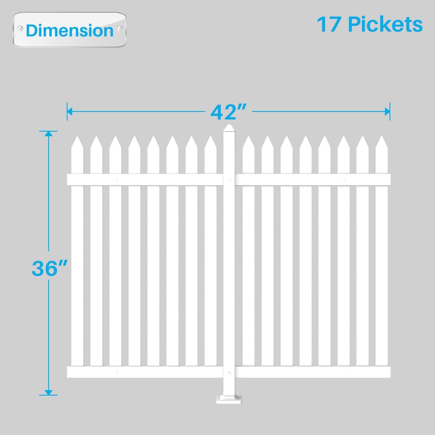 Patio 5 Sets Vinyl Picket Fence Panels 36" H x 84" W White PVC Decorative Fence for Front Yard Porch Patio Deck Pool Air Conditioner Fence Safety Dog Fence (34 Pickets, Straight)