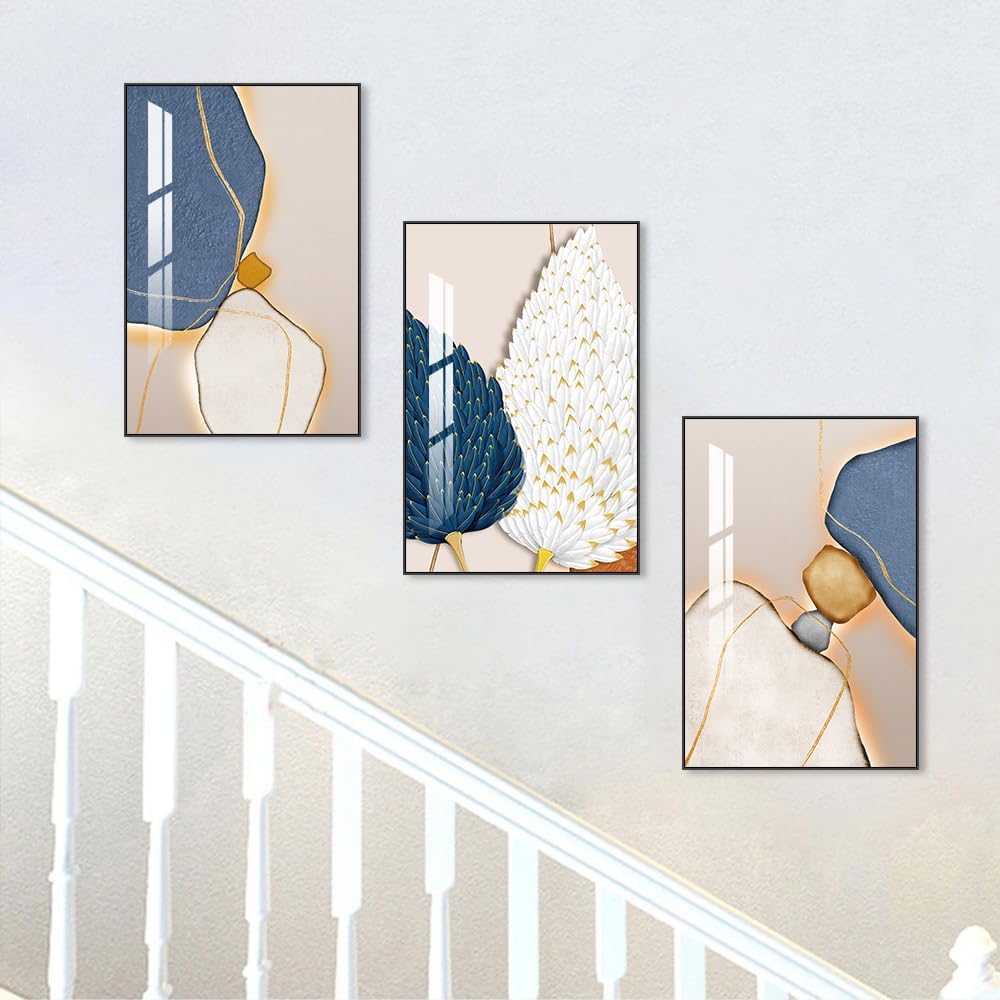 Wall Art Set of 3 Frames Canvas Wall art Decor Abstract Minimalism Natural Style Art Mural Posters & Prints, large Size Wall Art Aesthetics Living room Bedroom Kitchen Office (28 "X 20" X 3 pieces)