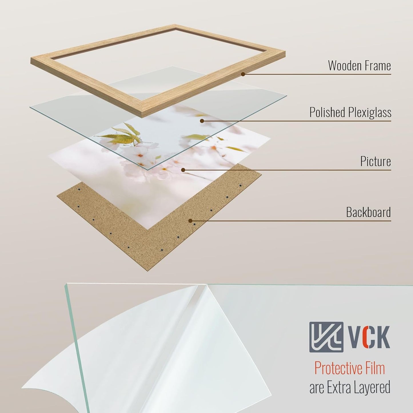 VCK 8x10 Oak Wood Frame for Picture, Natural Solid Wood Photo Frames 3 Pack, Wall Gallery Frame