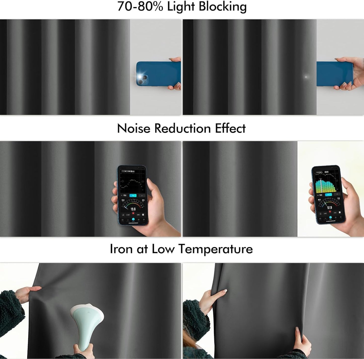 MIULEE Back Tab Grey Blackout Curtains 120 Inch Long 2 Panels Set for Living Room Bedroom Privacy, Rod Pocket/Pinch Pleated Extra Long Thermal Insulated Room Darkening Light Blocking Curtains/Drapes