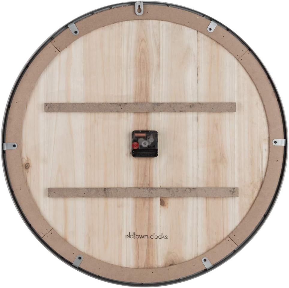Oldtown Farmhouse Metal & Solid Wood Noiseless Wall Clock (Dark Brown, 18-inch)