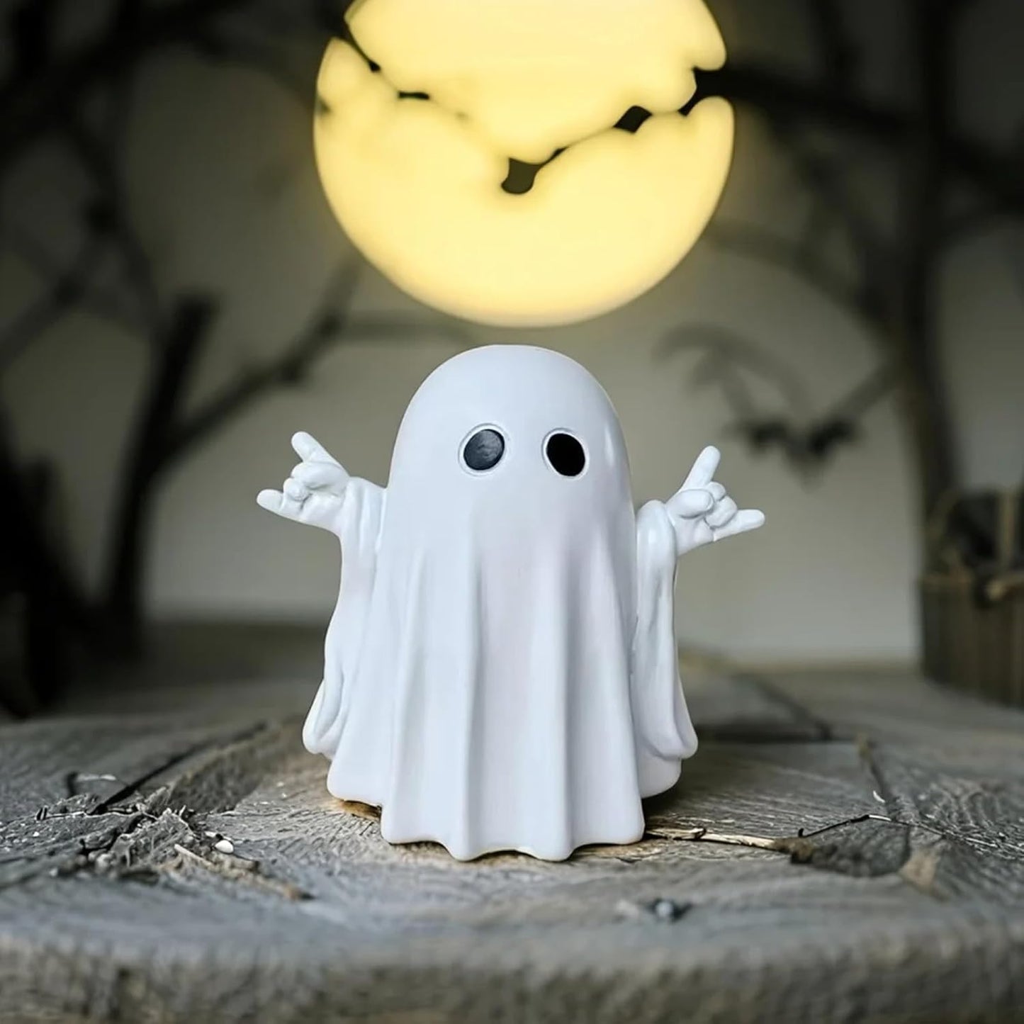 Halloween Ghost Figurine, Rock Spooky Resin Statue, Cute Decor for Halloween Decorations Indoor, Funny Porch and Indoor Spooky Home Decor Gifts