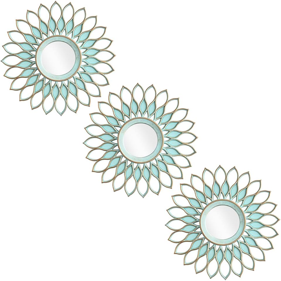Small Round Decorative Mirrors Pack of 3 for Room & Home | Green Circle Mirrors Modern Wall Decor Gifts for Women & Moms