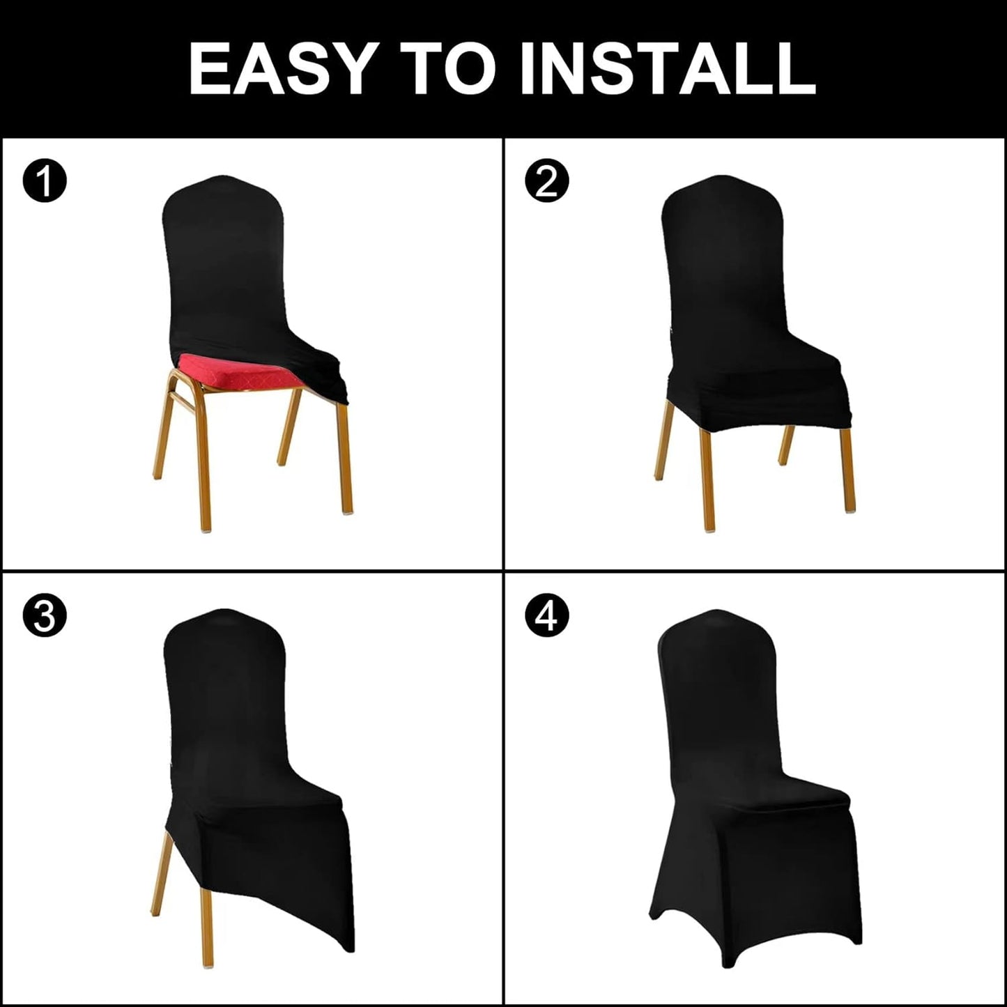 SUPERO Waterproof Spandex Chair Cover 25PCS, Stretch Dining Chair Covers, Polyester Outdoor Chair Covers, Protector Stretch Chair Cover for Party Universal, Banquet, Wedding Event, Hotel(Champagne)