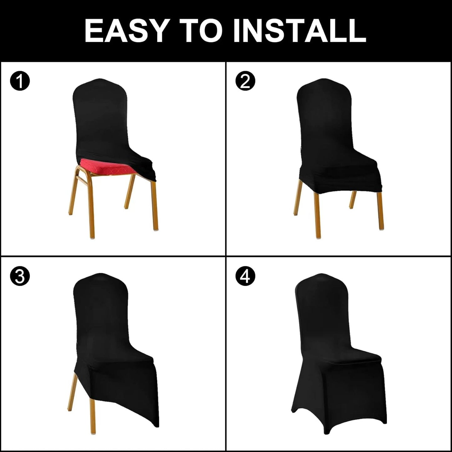 SUPERO Waterproof Spandex Chair Cover 25PCS, Stretch Dining Chair Covers, Polyester Outdoor Chair Covers, Protector Stretch Chair Cover for Party Universal, Banquet, Wedding Event, Hotel(Red)