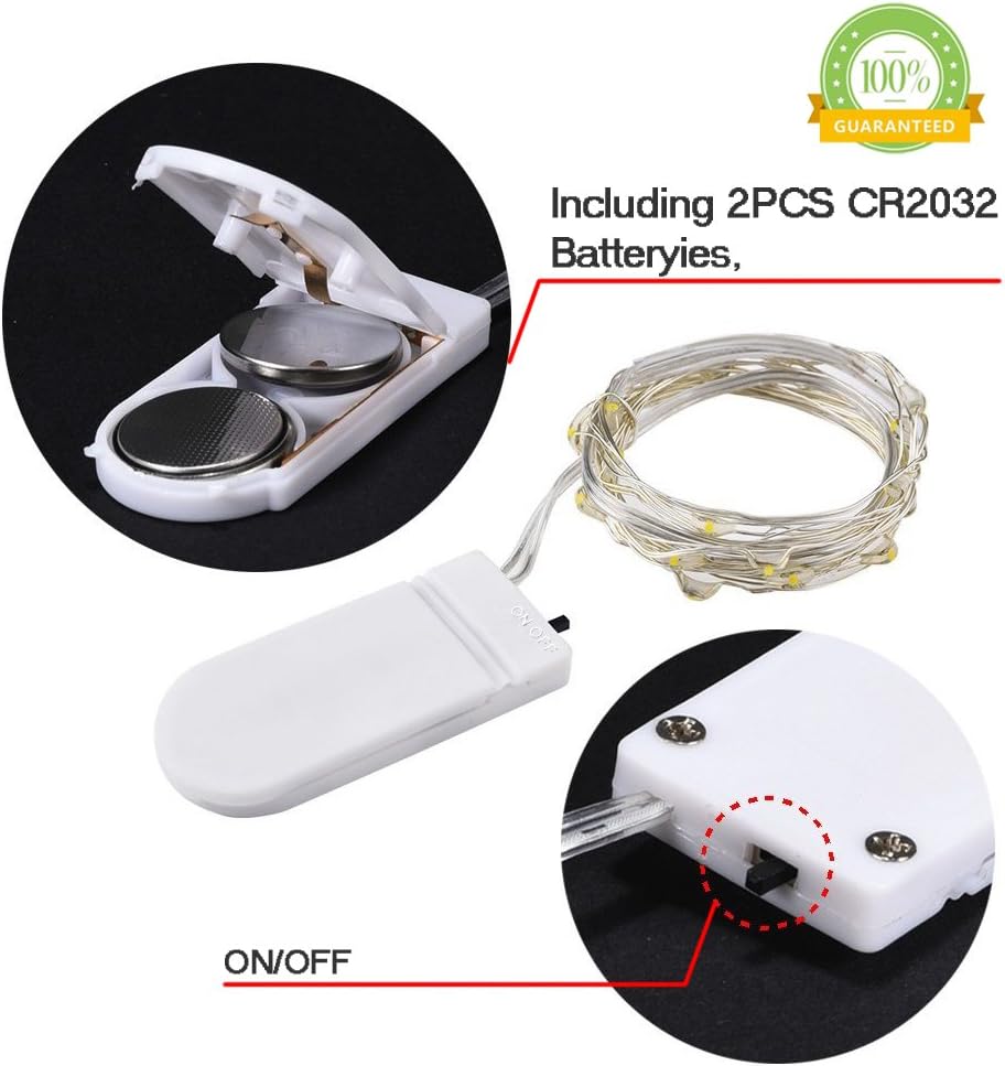 OakHaomie 6 Pack 10ft(3m) LED Starry String Lights 30 Micro LEDs on Silvery Copper Wire,2pcs CR2032 Batteries Required and Included, for DIY Wedding Centerpiece Table Decorations (Cool White)