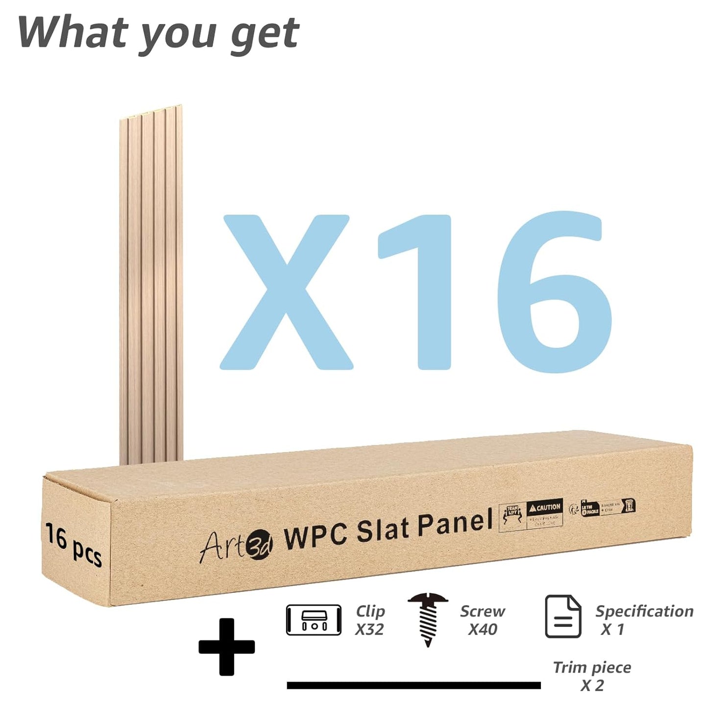 Art3d WPC Wainscoting Panels, 16-Pack 48 x 6 Inch 3D Wall Accents for Interior Wall Decor, Living Room, Bedroom, Oak