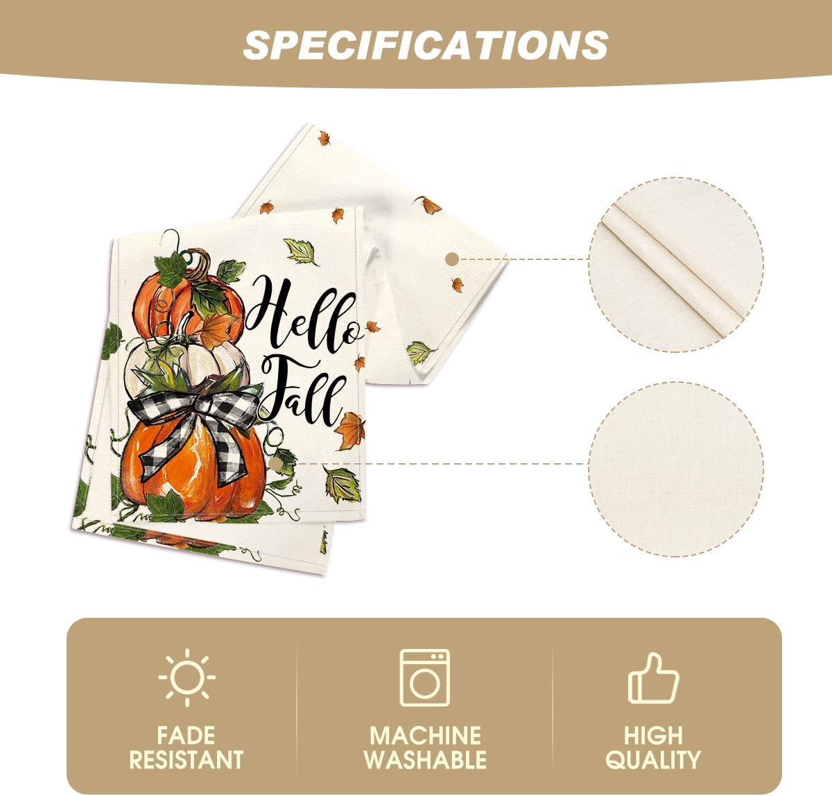 Artoid Mode Pumpkins Bowknot Maple Leaf 210 GSM Fall Table Runner, Seasonal Autumn Kitchen Dining Table Decoration for Home Party Decor 13x108 Inch