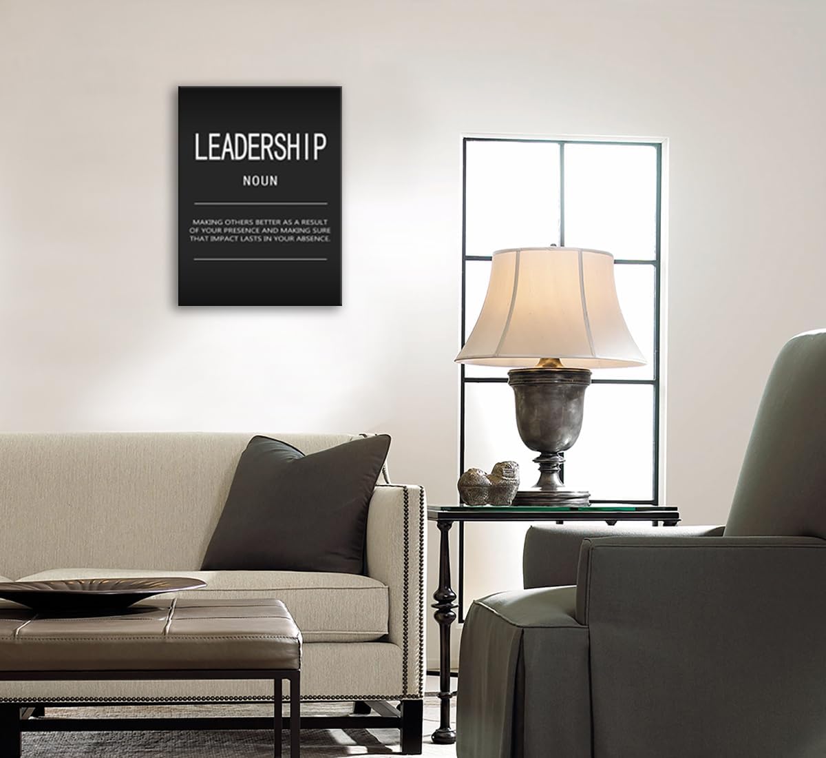 Office Decor Inspirational Wall Art Motivational Posters Prints on Canvas Inspiring Quotes Leadership Noun Inspirational Pictures Artwork Decor for Home Living Room Framed[18" W x 24" H]