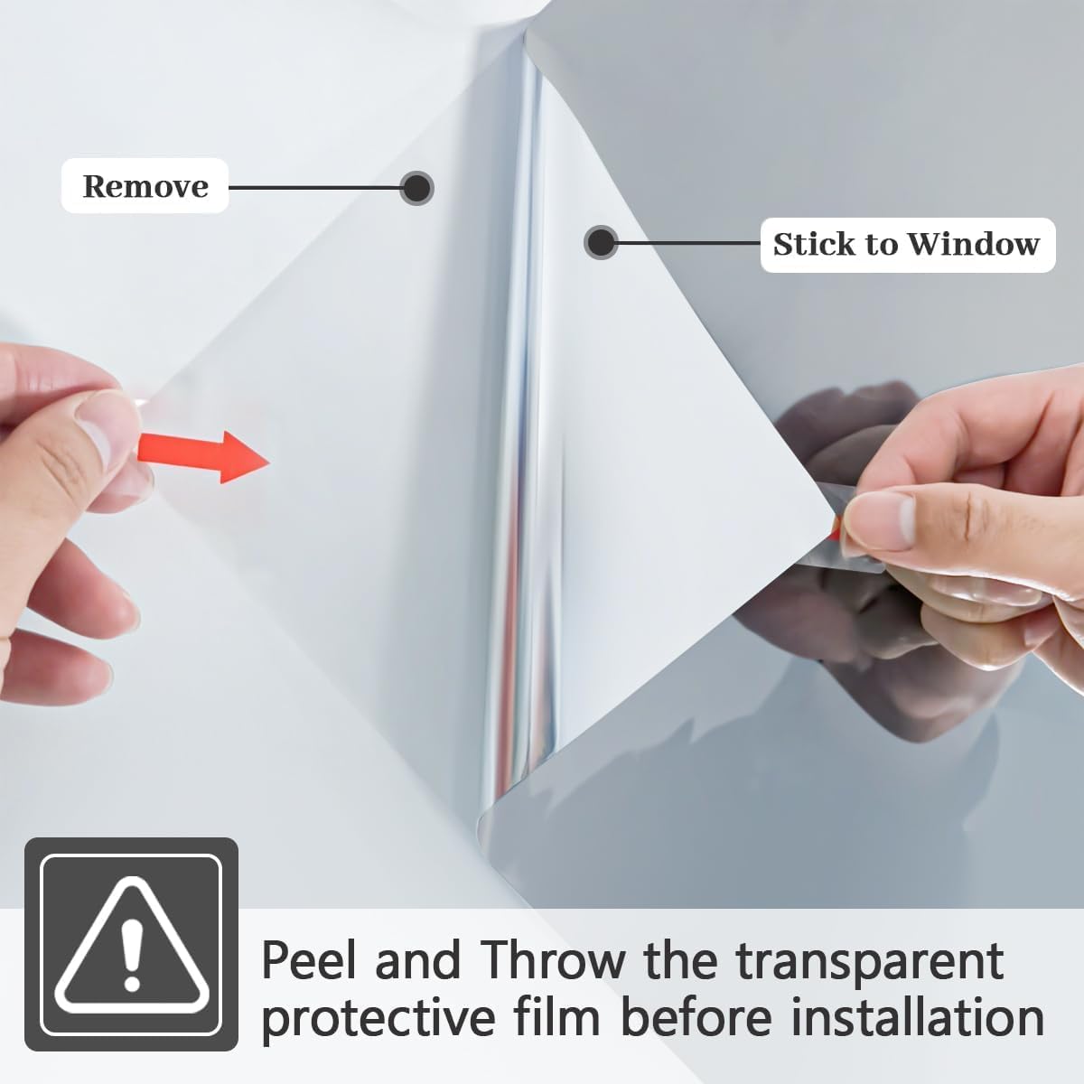 Niviy One Way Privacy Window Film See Out Not in Window Tint for Home Heat Blocking Anti UV Glass Door Mirror Reflective Window Film for Home Office (Silver 35.4" x 118")