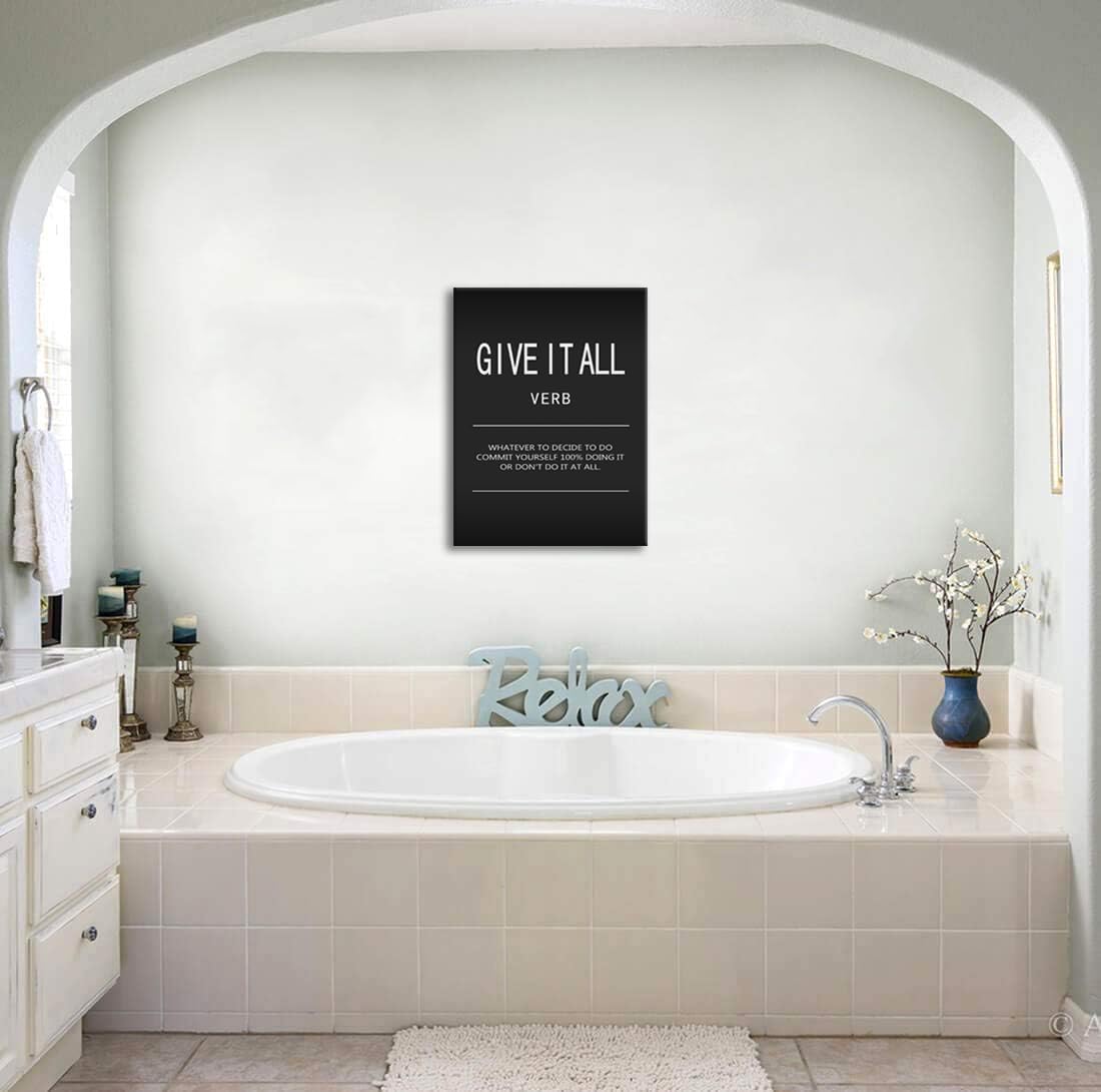 Inspirational Positive Quotes Give It All Verb Poster Motivational Framed Office Decor Wall Art Print Artwork Paintings for Living Room Bedroom Home Decor Stretched and Framed Ready to Hang[18" W x