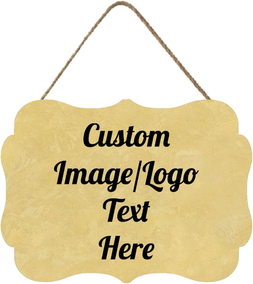 Personalized Wooden Welcome Sign Front Door Decor - Customized Image/Text Hanging Sign for Home Office - Farmhouse Decorations 11.2 * 8 Inch