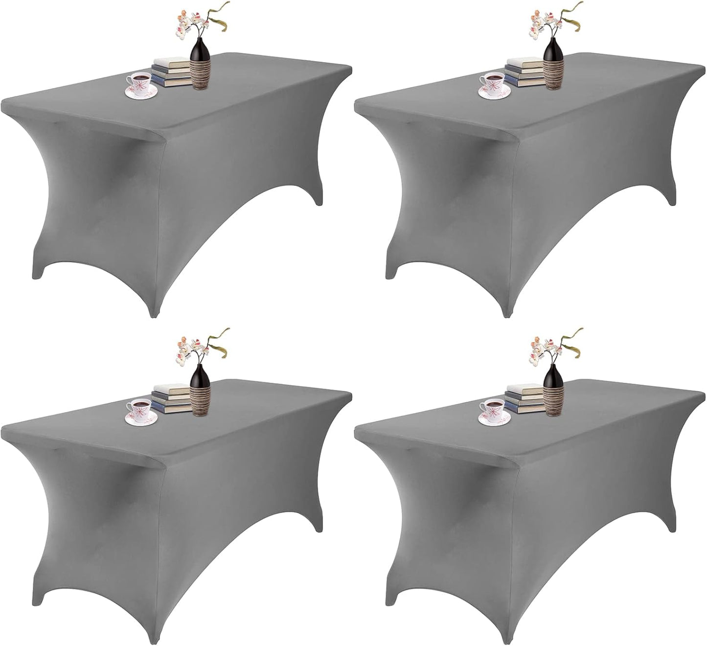 4Pack Spandex Waterproof Table Covers 6ft，Spandex 6ft Waterproof Table Cover for Party,Wedding, Banquet, and Events(Gary)