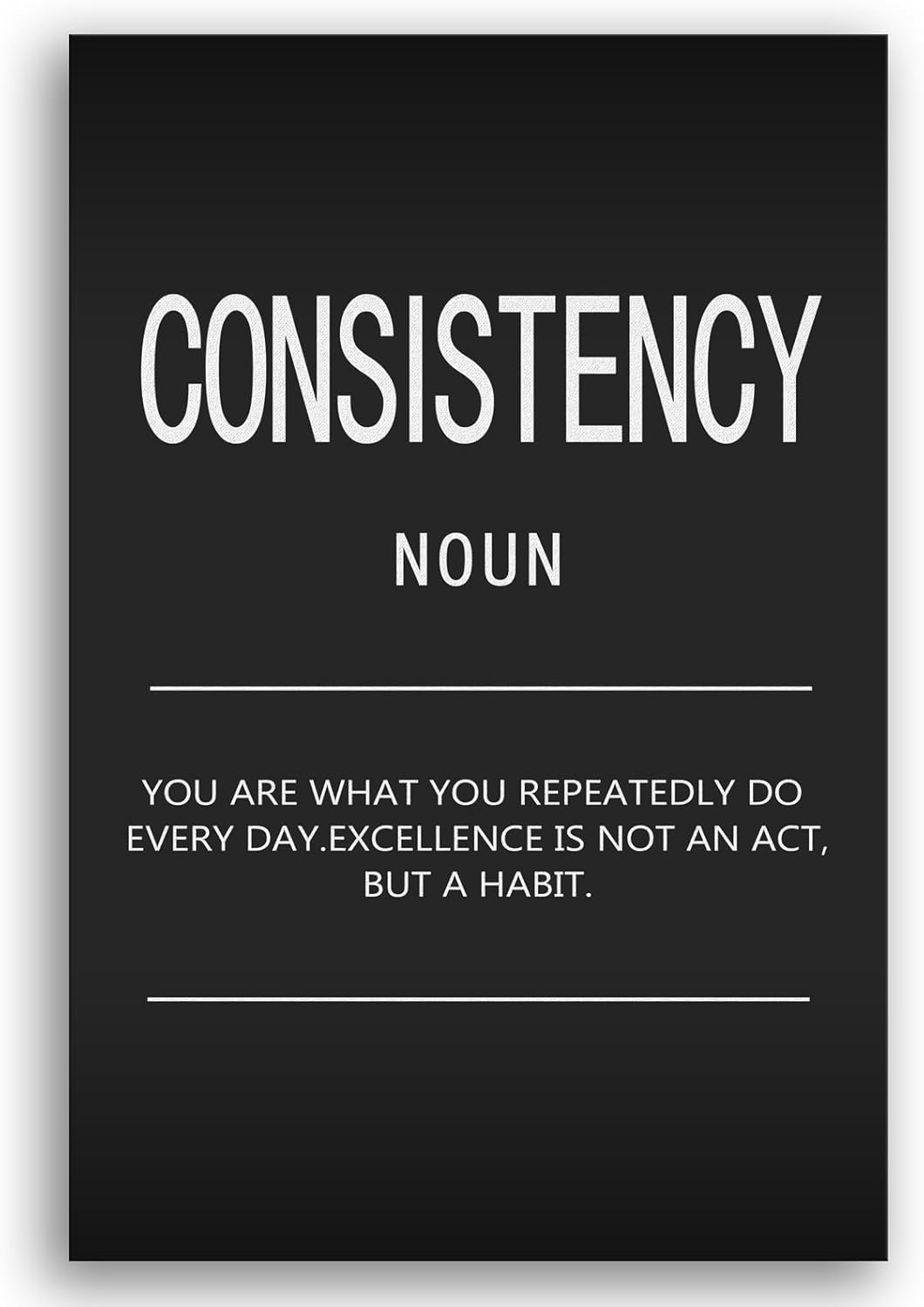 Motivational Wall Art Consistency Noun Inspiring Painting Prints on Canvas Inspirational Entrepreneur Quotes Motivational Posters Artwork Home Office Decor Framed Ready to Hang[24" W x 36" H]