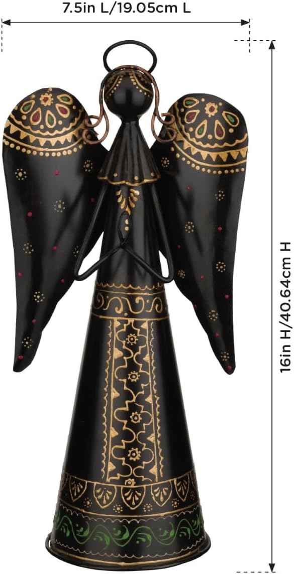 Regal Art & Gift Angel Statue - Metal Indoor/Outdoor Garden Statue Deals, Elegant Garden Decor, Beautiful Gifts for Women, Exquisite Angel Statues for Garden, 16-Inch, Black/Gold