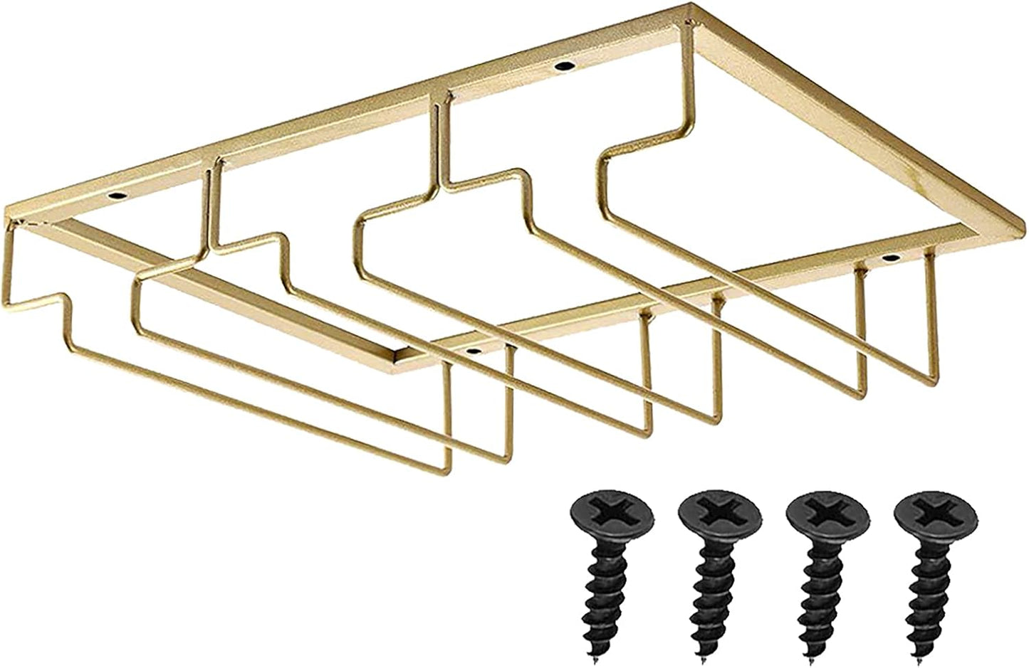 eywlwaar Wine Glass Rack Wine Glass Hanging Rack Metal Wine Glass Holder (Gold, 3 Rows-1 Pack)