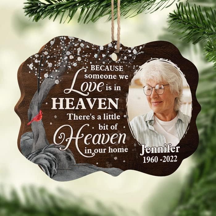 Pawfect House Custom Photo Wood Ornament, Personalized Christmas Memorial Sympathy Gifts for Loss of Dad, Mom, A Little Bit of Heaven in Our Home, Bereavement Gifts for Loss of Loved One