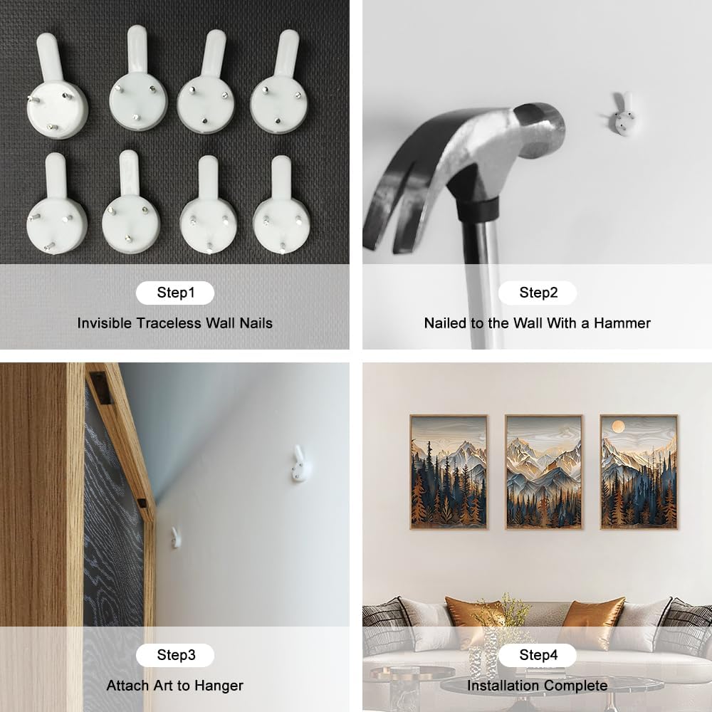 Wood Mountain Framed Canvas Wall Art Set, Pine Trees Wall Painting, Ridge Scenery Wall Decor, Natural Sun Landscape Art Print for Living Room, Bedroom, Dining Room, Office - 16"x24"x3