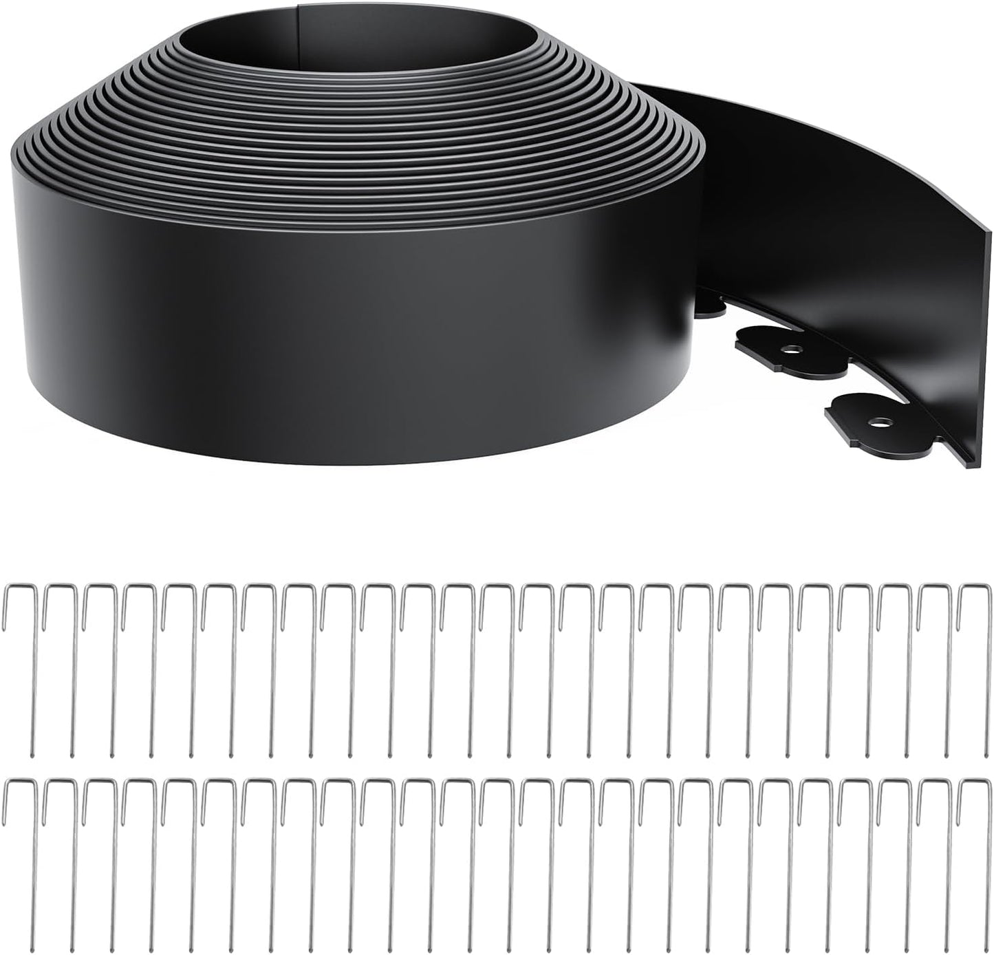 Landscape Edging 4 Inch Tall 40FT with 50Pcs Metal Spikes, Plastic Garden Edging Border Landscape Edging Border Lawn Edging for Landscaping, Flower Bed, Yard