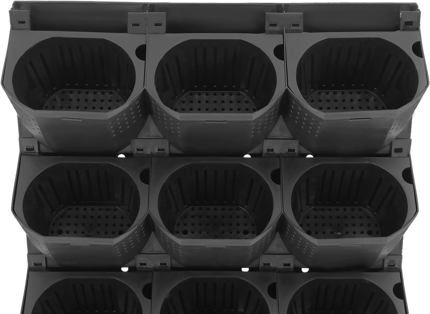 12Pieces 3-Pot Wall Planter Vertical Garden Plant Walls Wall Mounted Vertical Planter with Water-Storage Layer Stackable Wall-Mounted Flower Pot for Gardens, Balconies 180.78lbs Total Capacity (Black)
