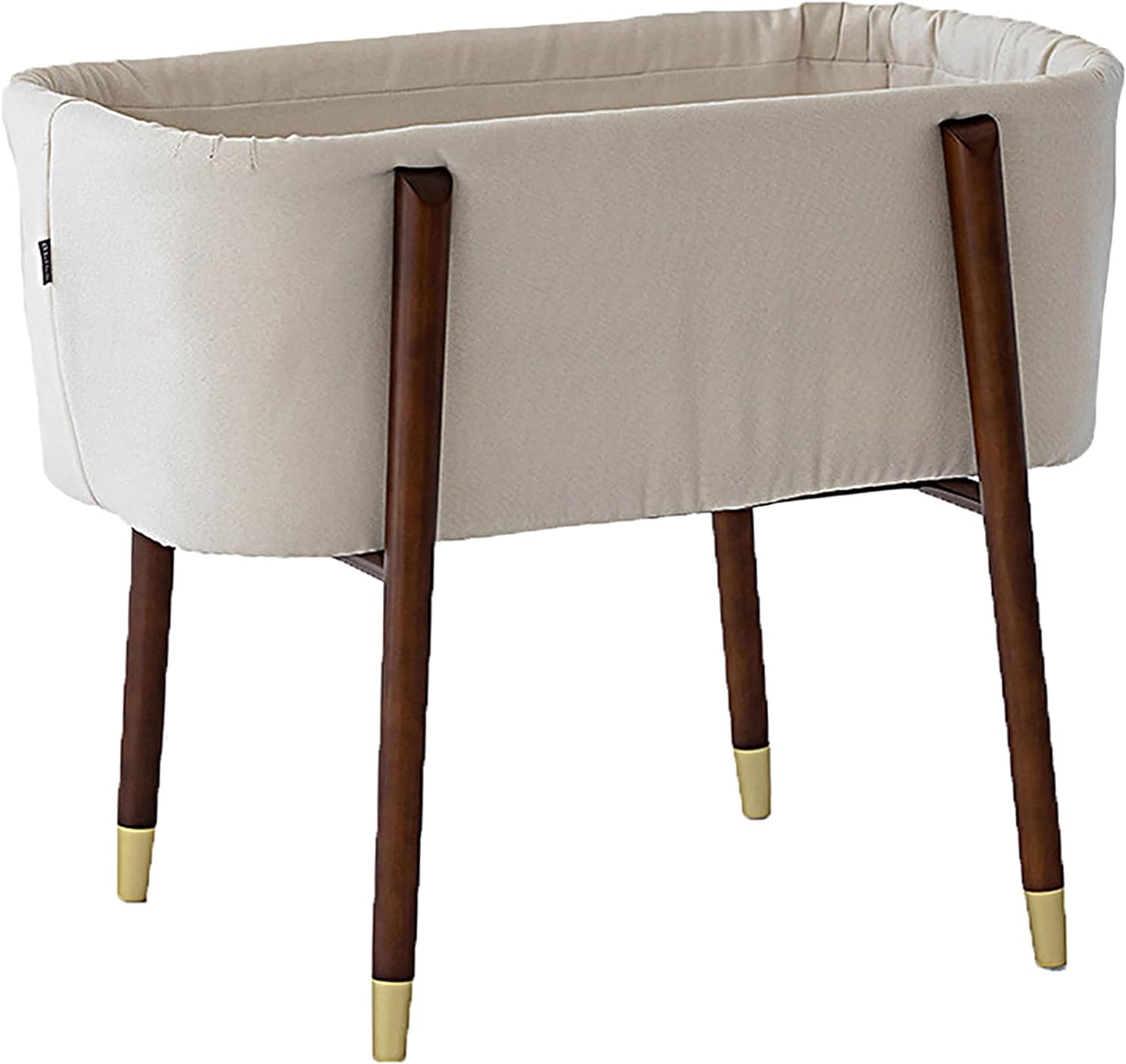 Sova Portable Baby Bassinet, Mid-Century Design with Extra Deep Walls for Newborns and Babies Safety, Includes 2 Fitted Sheets and Padded Mattress (Cream)