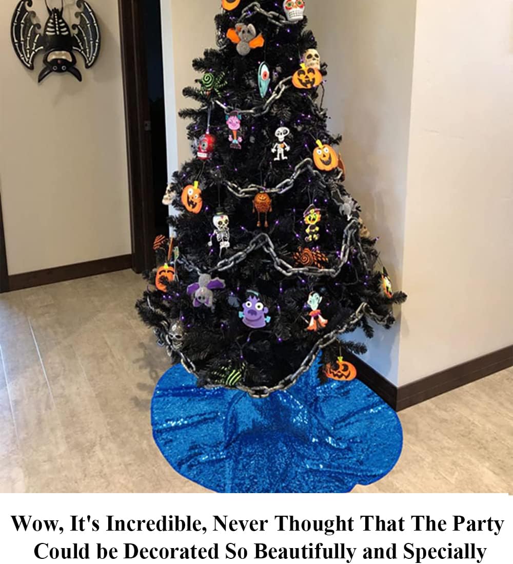 Partisout Sequin Christmas Tree Skirt - Glitter Cotton Colorful Skirt for Halloween (24 in, Royal Blue)