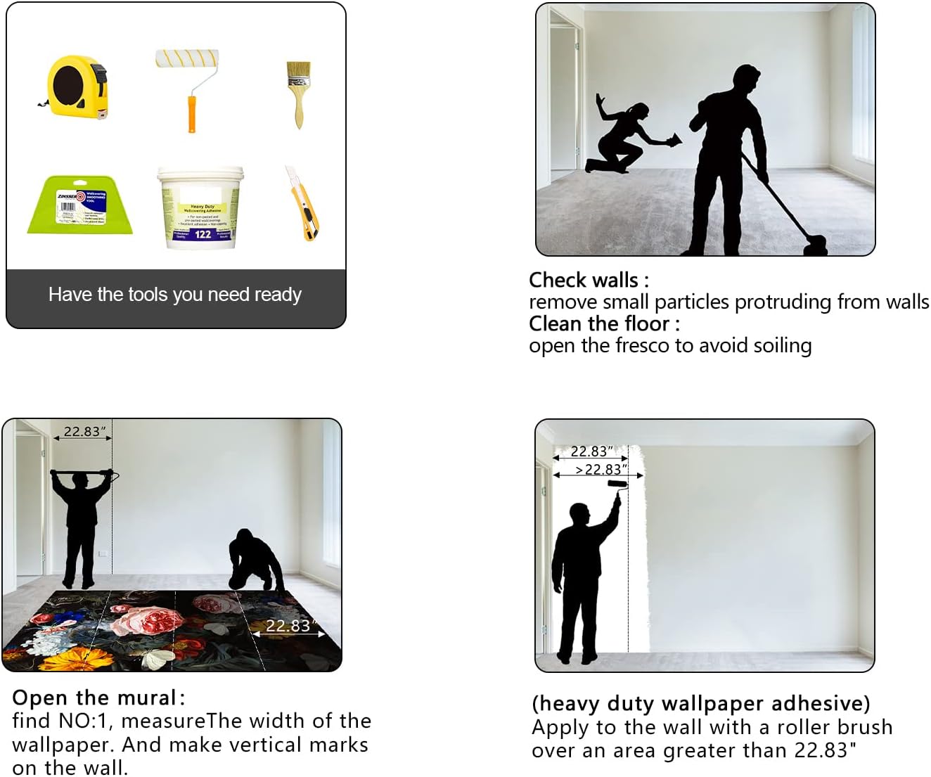 Vintage Black Flowers Mural Bedroom Peony Floral Wallpaper Room Decor Living Room tv Background Large Wall Mural - 160"x108" (Not Peel and Stick)