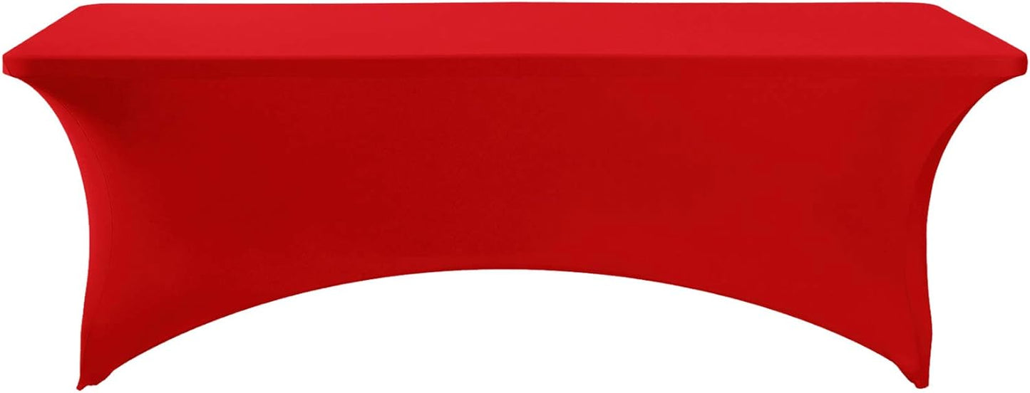 Spandex Table Cover for 8FT or 4ft or 6ft Table Universal Fitted Stretch Tablecloth for Party, Banquet, Wedding and Events-Red