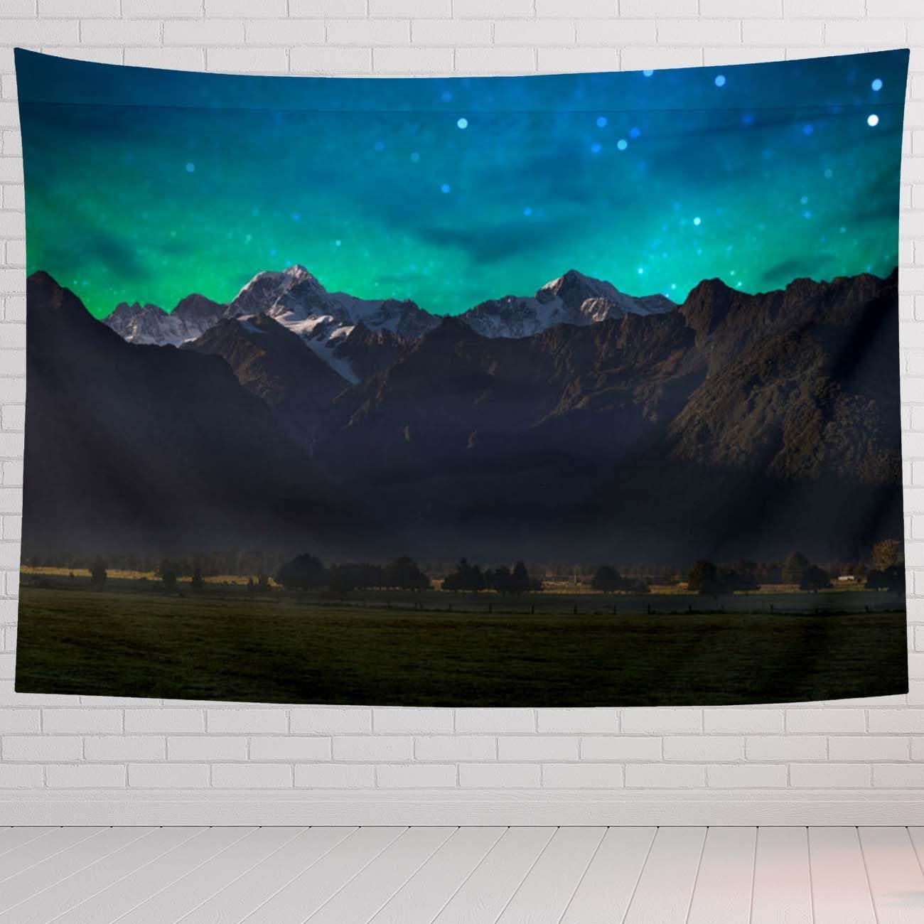 Mountain Tapestry For Bedroom Mount Cook And Lake Matheson New Zealand With Milky Way Tapestries Wall Hanging For Living Room Dorm Office 90×60 In