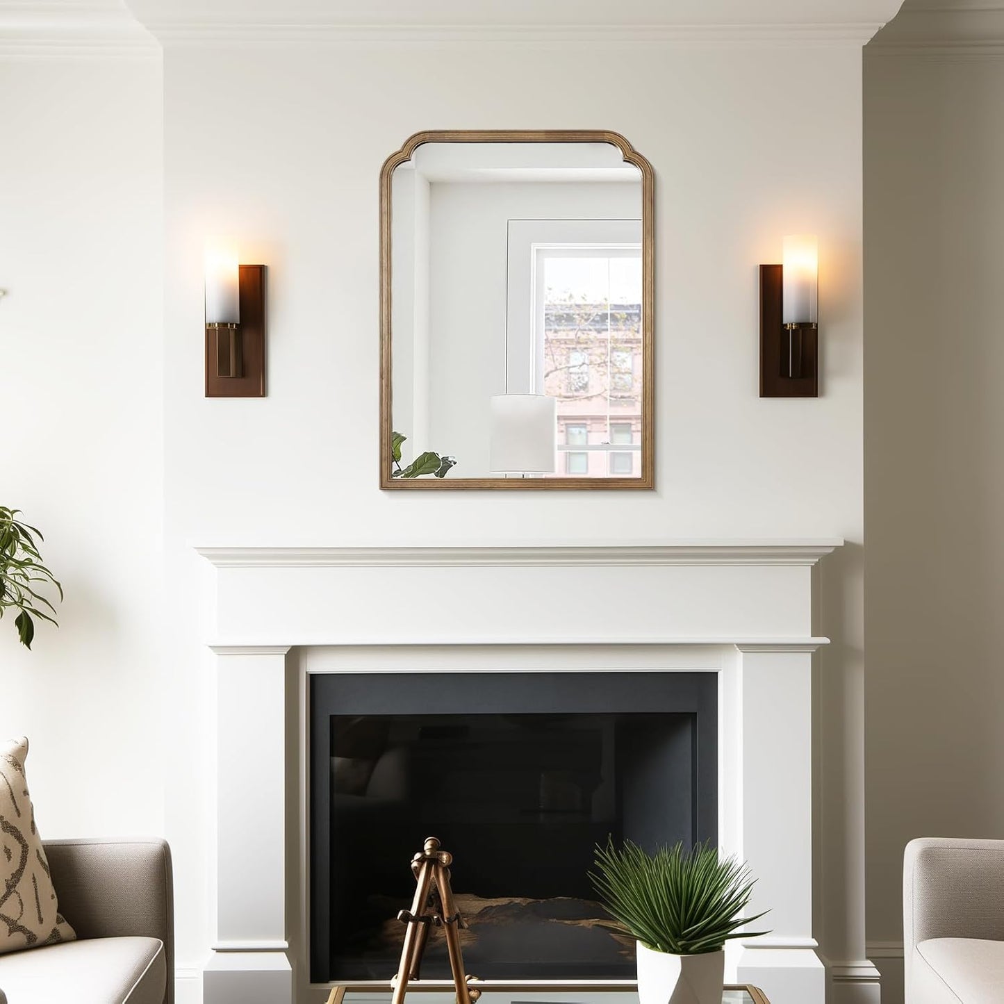 WallBeyond Wood Bathroom Mirrors for Wall Mounted, 30" x 40" Rustic Wood Frame Wall Mirrors Decorative for Living Room or Bedroom Vanity Mirror, Honey-Colored