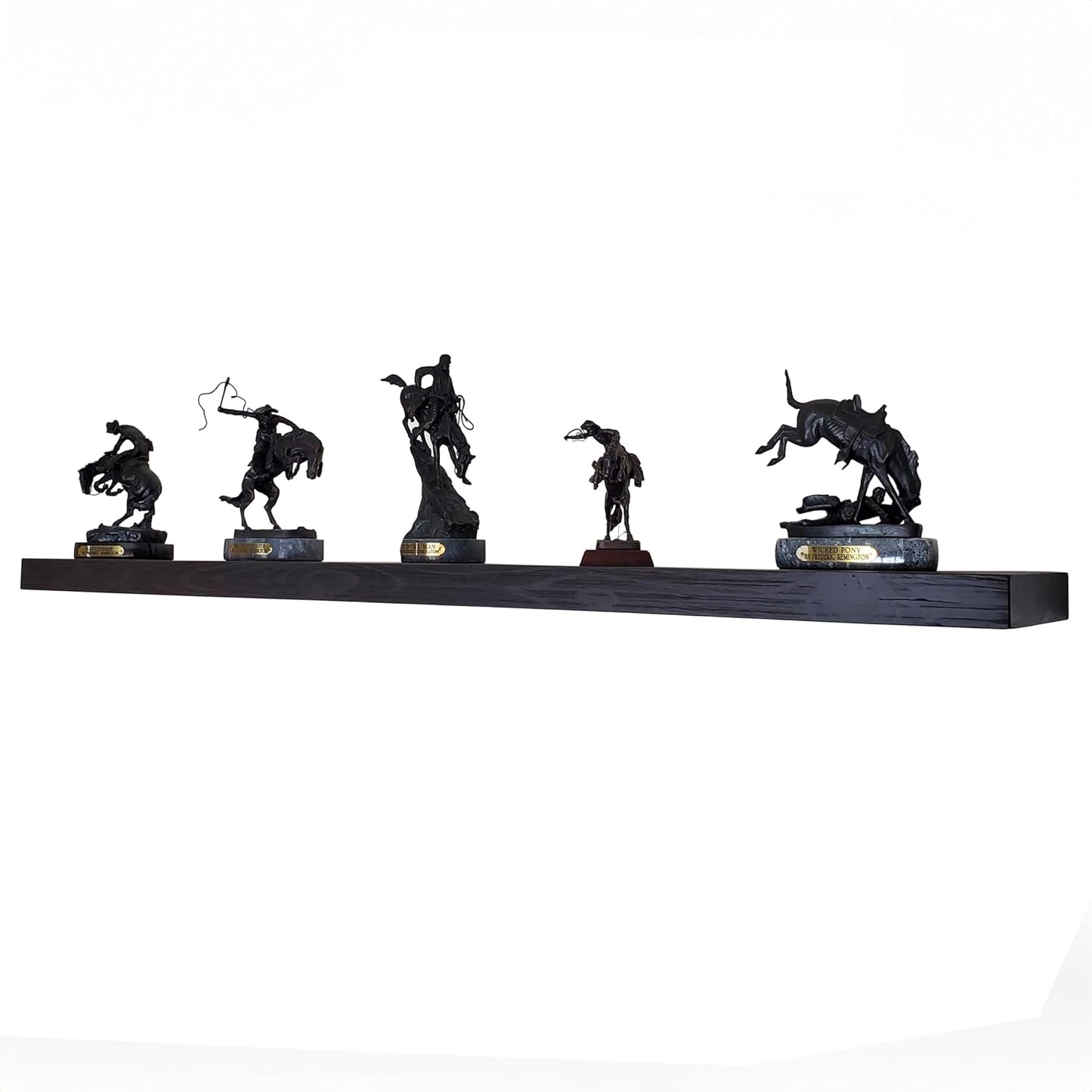 joelsantiques 72 Inch Wooden Floating Shelves for Wall - 72x12x2 in - Made of Natural Wood - Long Heavy Duty Wall Shelves for Bedroom - Perfect for Living Room, Kitchen - Black