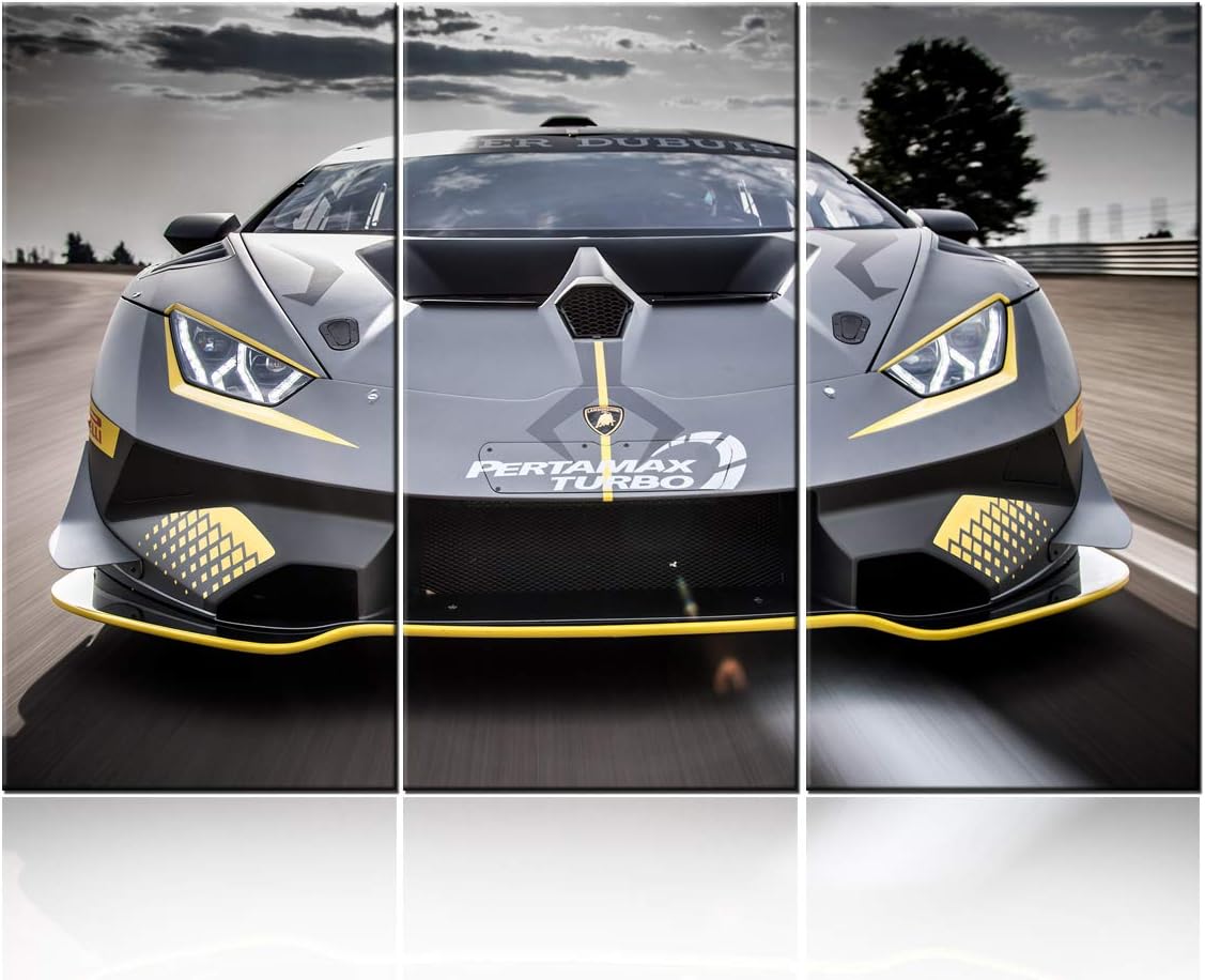 Black and White Painting Sports Car Artwork Racing Pictures for Living Room 3 Piece Canvas Wall Art Modern Home Decoration Framed Stretched Ready to Hang Posters and Prints - 28 x 14inch x 3 panel