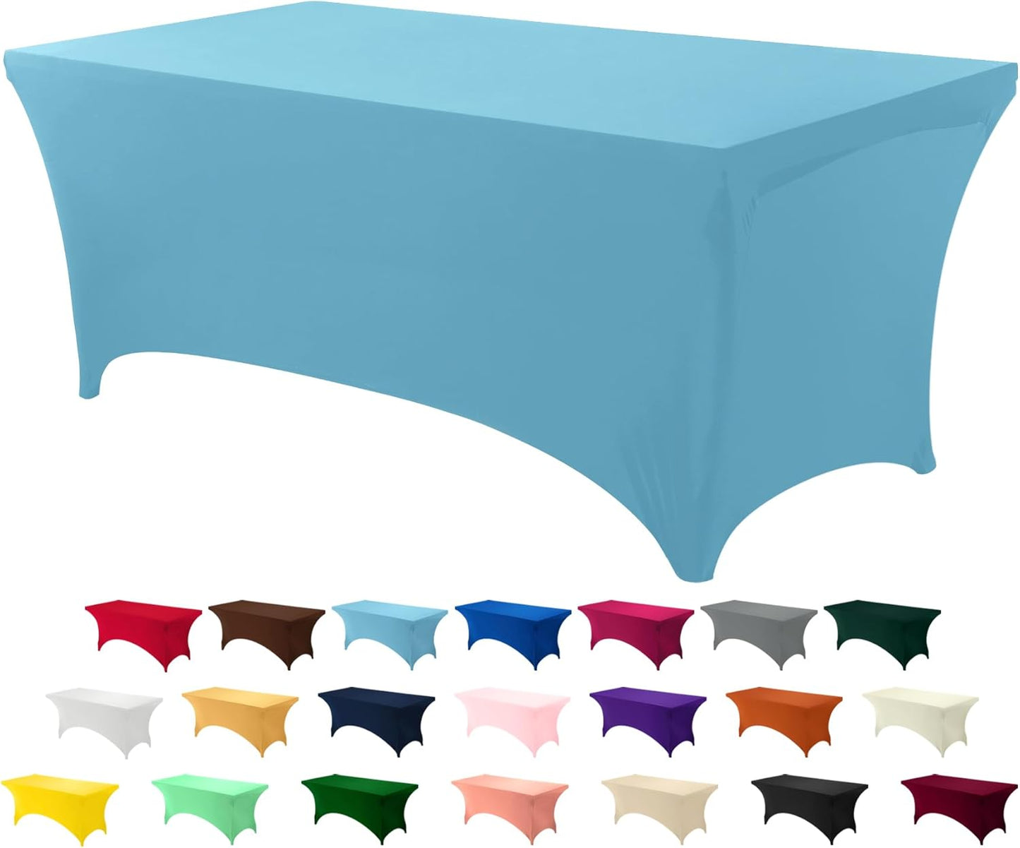 Utopia Kitchen 6FT Spandex Tablecloth [1 Pack, Blue Mist] 200 GSM Stretch, Fitted, Washable and Wrinkle Resistant Table Cloth Rectangle Cover for Trade Shows, Wedding, Parties [72Lx30Wx30H Inch]