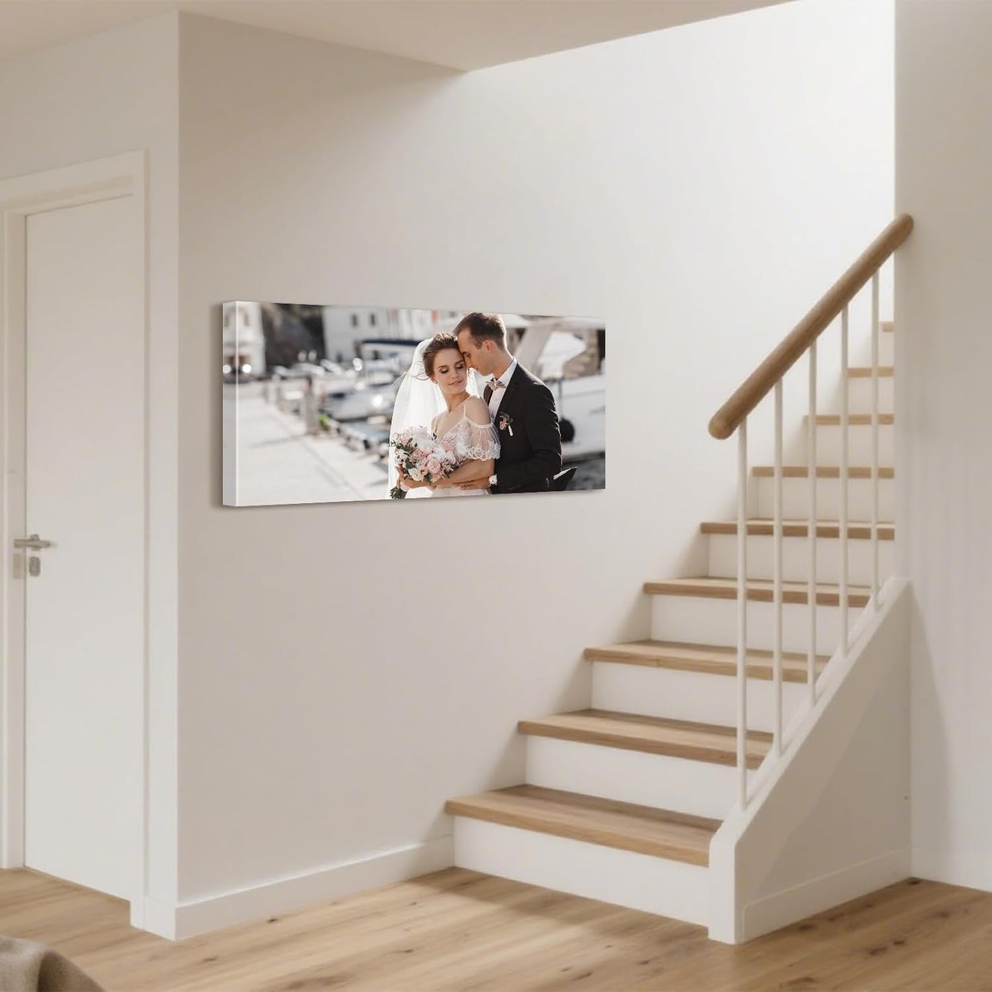 Personalized Custom Canvas Prints with Your Photos & Text, Customized Picture Print, Transform Own Images Into Framed Wall Art Digitally Printed Photo to Canvas, Keepsakes Gifts for Family 24x12’’